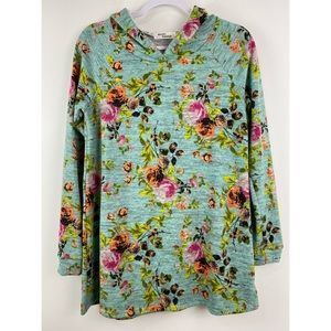 Million Bullpup size Medium Women’s Multicolor Floral Lace Hoodie Tunic Top